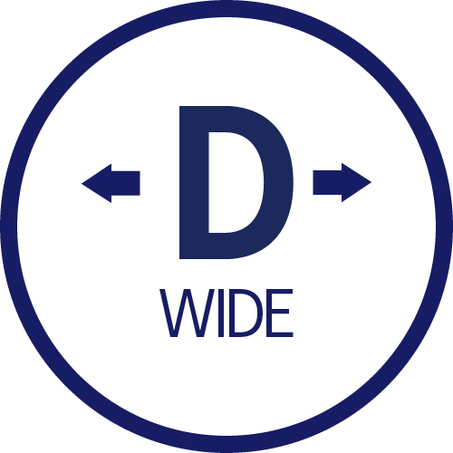 D WIDE fit badge